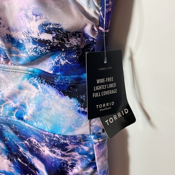 Torrid ACTIVE SWIM SCOOP BACK ONE-PIECE - OCEAN PRINT BLUE - Picture 10 of 11